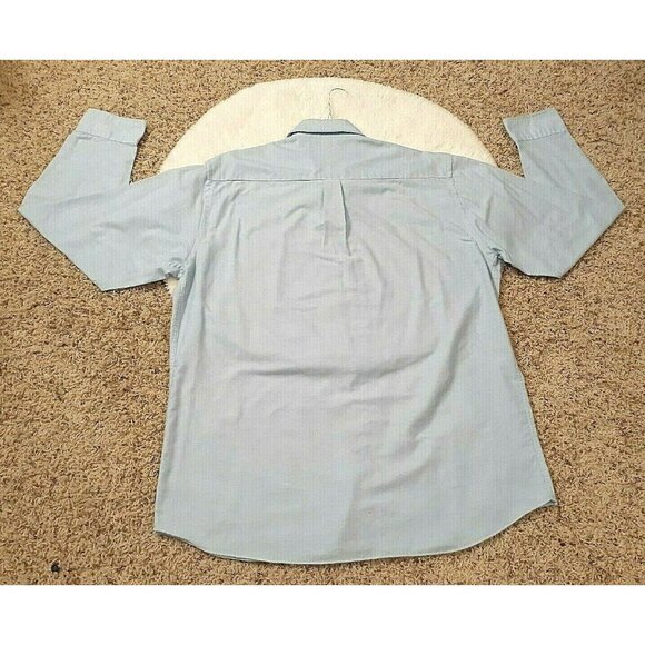 Allen Wickfield Men's Light Blue Casual Button-Up Long Sleeve Size L 17 34-35 - Picture 2 of 4